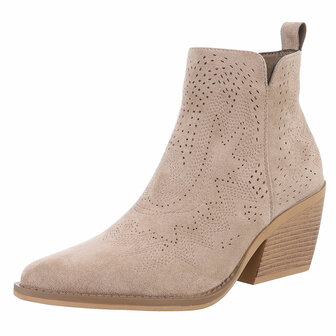 Dames cowboy enkellaarzen / western laarsjes su&egrave;de-look - khaki lichtbruin