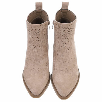 Dames cowboy enkellaarzen / western laarsjes su&egrave;de-look - khaki lichtbruin