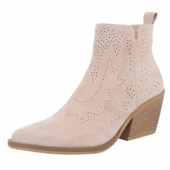 Dames cowboy enkellaarzen / western laarsjes su&egrave;de-look - beige