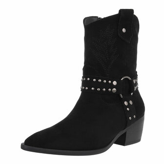 Dames cowboy enkellaarzen / western laarsjes su&egrave;de-look - zwart