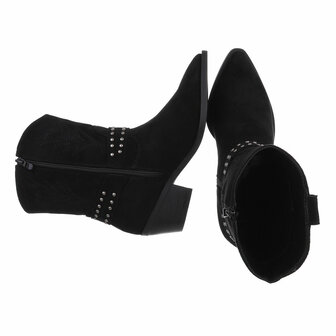 Dames cowboy enkellaarzen / western laarsjes su&egrave;de-look - zwart