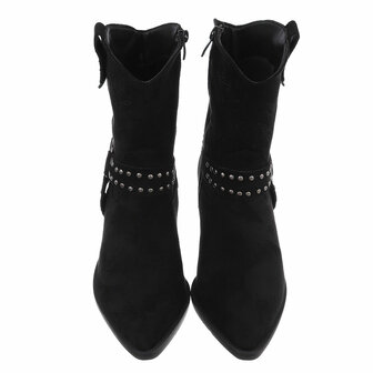 Dames cowboy enkellaarzen / western laarsjes su&egrave;de-look - zwart