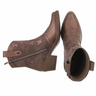 Dames cowboy enkellaarzen / western laarsjes met studs - khaki bruin