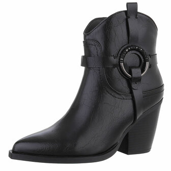 Dames cowboy enkellaarzen / western laarsjes - zwart
