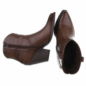 Dames cowboy enkellaarzen / western laarsjes - donkerbruin