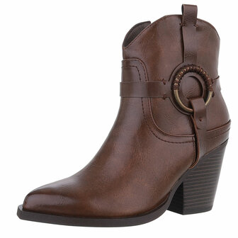 Dames cowboy enkellaarzen / western laarsjes - donkerbruin