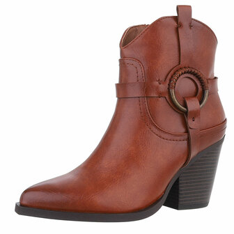 Dames cowboy enkellaarzen / western laarsjes - camel bruin