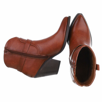 Dames cowboy enkellaarzen / western laarsjes - camel bruin