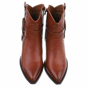 Dames cowboy enkellaarzen / western laarsjes - camel bruin