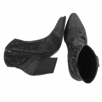 Dames cowboy enkellaarzen / spijkerstof western laarsjes - denim zwart