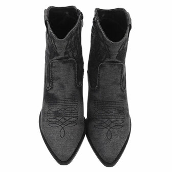 Dames cowboy enkellaarzen / spijkerstof western laarsjes - denim zwart