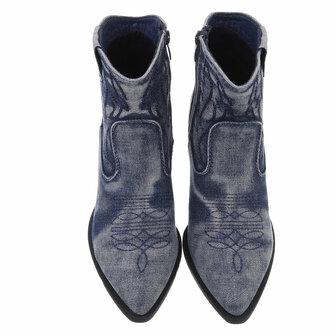 Dames cowboy enkellaarzen / spijkerstof western laarsjes - denim blauw