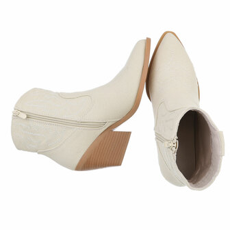 Dames cowboy enkellaarzen / spijkerstof western laarsjes - denim beige