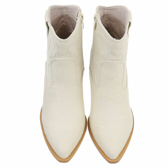 Dames cowboy enkellaarzen / spijkerstof western laarsjes - denim beige