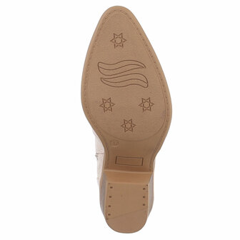 Dames cowboy enkellaarzen / western laarsjes met studs - beige
