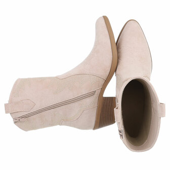 Dames cowboy enkellaarzen / western laarsjes met studs - beige