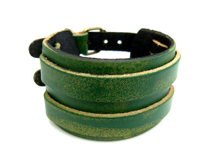 Armband echt leder - groen