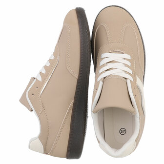 Dames retro sneakers / lage gympen - beige / lichtbruin