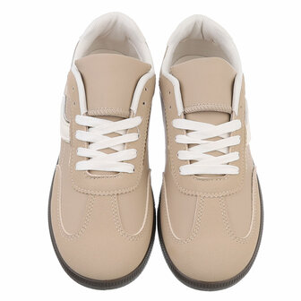 Dames retro sneakers / lage gympen - beige / lichtbruin
