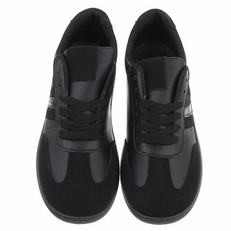 Dames retro sneakers / lage gympen - zwart