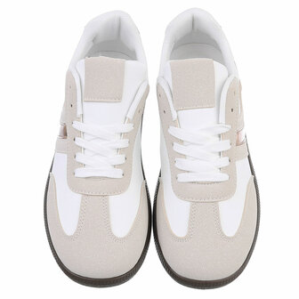 Dames retro sneakers / lage gympen - wit / ros&eacute;goud