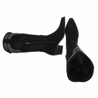 Dames hoge cowboy laarzen / western boots met strass - zwart