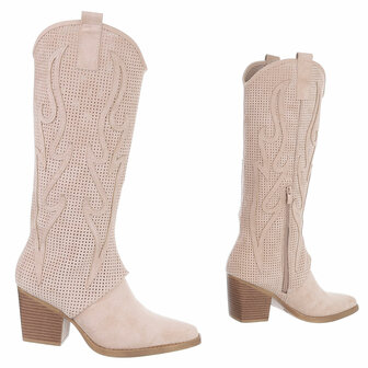 Dames hoge cowboy laarzen / western boots - beige
