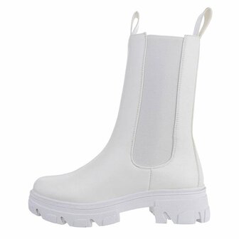 Dames Chelsea enkellaarzen / chunky laarsjes - wit