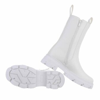 Dames Chelsea enkellaarzen / chunky laarsjes - wit