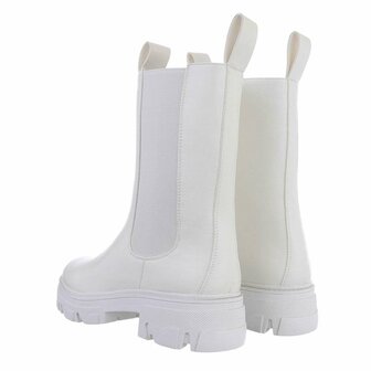 Dames Chelsea enkellaarzen / chunky laarsjes - wit