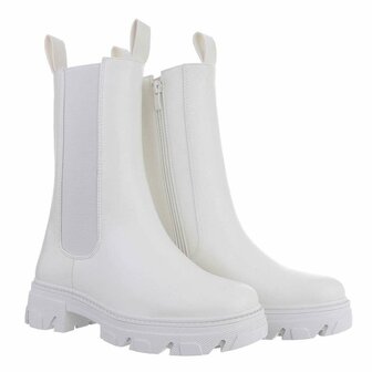 Dames Chelsea enkellaarzen / chunky laarsjes - wit