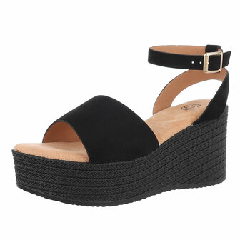 Dames wedge sandalen met sleehakken - zwart