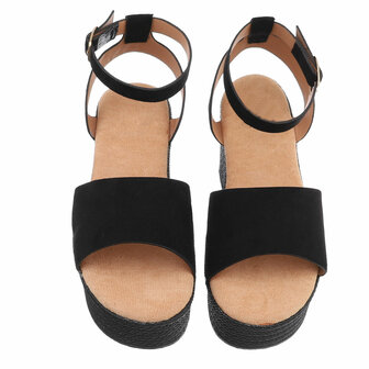Dames wedge sandalen met sleehakken - zwart
