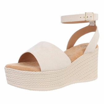 Dames wedge sandalen met sleehakken - beige