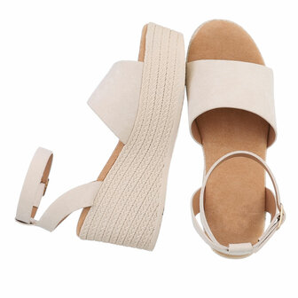 Dames wedge sandalen met sleehakken - beige