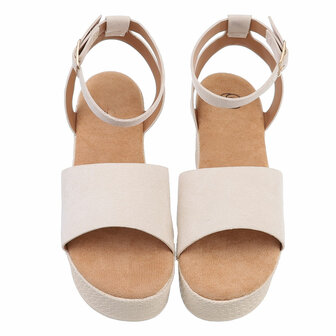Dames wedge sandalen met sleehakken - beige