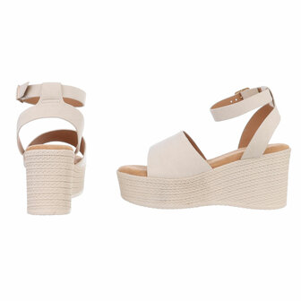 Dames wedge sandalen met sleehakken - beige