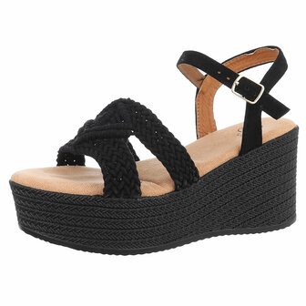 Dames wedge sandalen met sleehakken - zwart