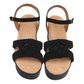 Dames wedge sandalen met sleehakken - zwart