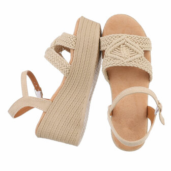 Dames wedge sandalen met sleehakken - zand