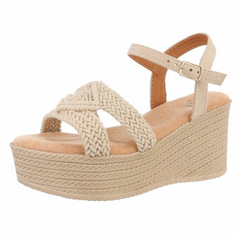 Dames wedge sandalen met sleehakken - zand