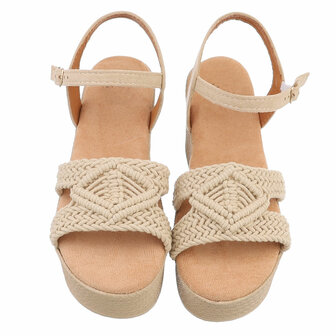 Dames wedge sandalen met sleehakken - zand