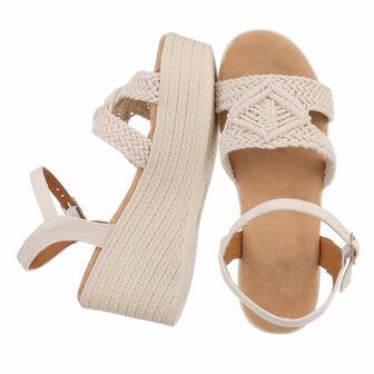 Dames wedge sandalen met sleehakken - beige