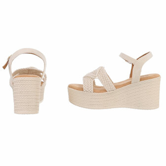 Dames wedge sandalen met sleehakken - beige