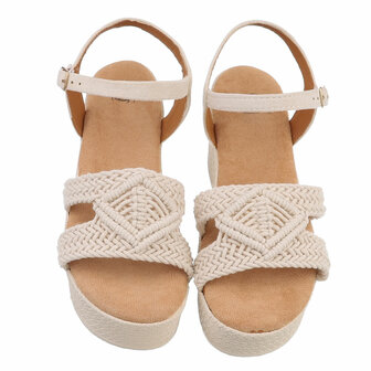 Dames wedge sandalen met sleehakken - beige