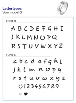 Relatiering / verlovingsring echt zilver met naam gravering - model G