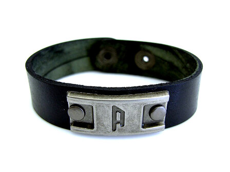 Armband echt leder - zwart