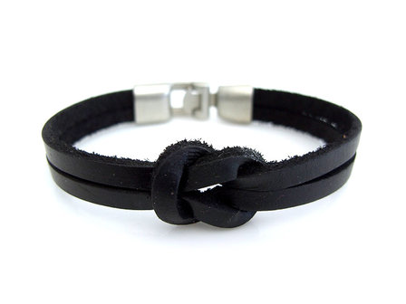 Armband echt leder - zwart