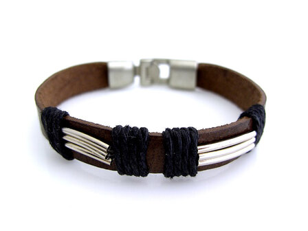 Armband echt leder - bruin