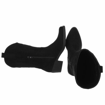 Dames cowboy laarzen / western kuitlaarzen su&egrave;de-look - zwart
